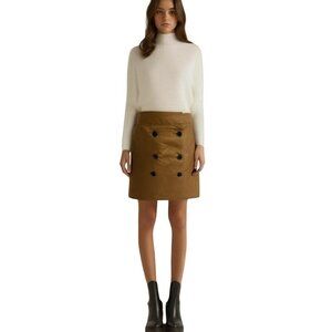 Ann Taylor Loft Brown double Button Wrap Skirt